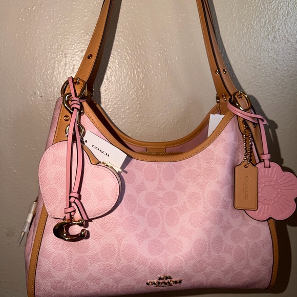 Coach Handbags - COACH Pink Powder Erin Signature Canvas Hobo Shoulder Bag